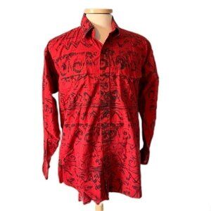 Panhandle Slim 17 1/2 x 35 Red Geometric Vintage Western Shirt